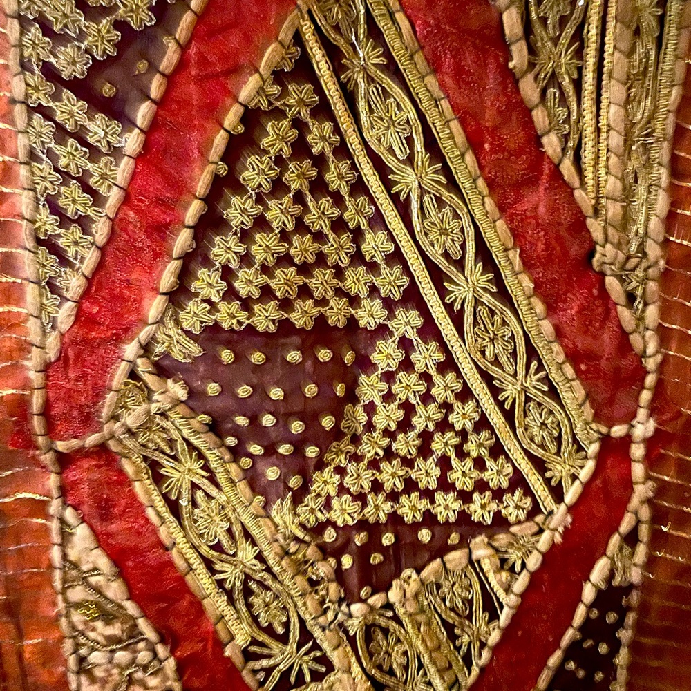 Pillow Cover Embroidered India Gold Burgandy